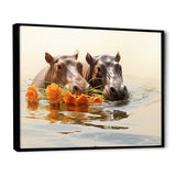 Grey Rivers Romantic Serenade - Hippopotamus Large Canvas Wall Art