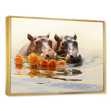 Grey Rivers Romantic Serenade - Hippopotamus Large Canvas Wall Art