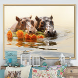 Grey Rivers Romantic Serenade - Hippopotamus Large Canvas Wall Art