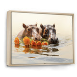 Grey Rivers Romantic Serenade - Hippopotamus Large Canvas Wall Art