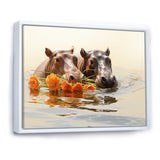 Grey Rivers Romantic Serenade - Hippopotamus Large Canvas Wall Art