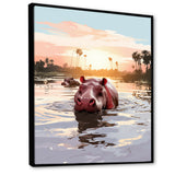Grey Silhouetted Safari Hippo - Hippopotamus Home Decor Art