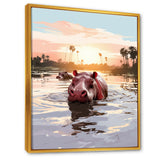 Grey Silhouetted Safari Hippo - Hippopotamus Home Decor Art