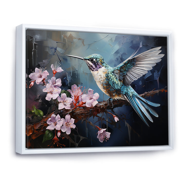 Pink Fluttering Emerald Hummingbird - Pink Hummingbird Wall Art