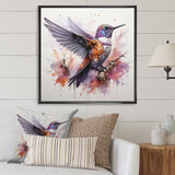 Purple Hummingbird Beauty - Hummingbird Framed Canvas Art