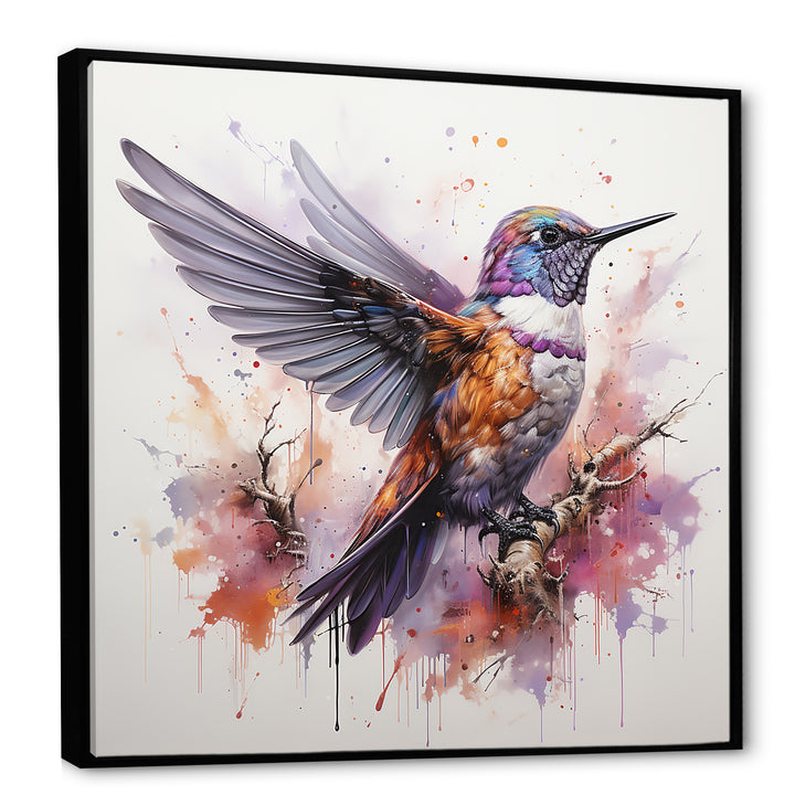 Purple Hummingbird Beauty - Hummingbird Framed Canvas Art
