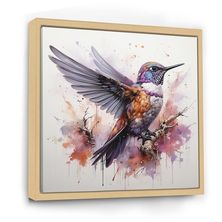 Purple Hummingbird Beauty - Hummingbird Framed Canvas Art