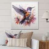 Purple Hummingbird Beauty - Hummingbird Framed Canvas Art