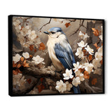 Blue floral Ethereal bird - Bird Canvas Wall Art