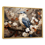 Blue floral Ethereal bird - Bird Canvas Wall Art