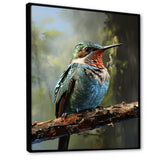 Blue and green Radiant hummingbird Beauty - Hummingbird Framed Canvas Art