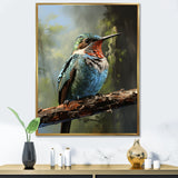 Blue and green Radiant hummingbird Beauty - Hummingbird Framed Canvas Art