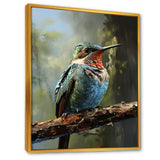 Blue and green Radiant hummingbird Beauty - Hummingbird Framed Canvas Art