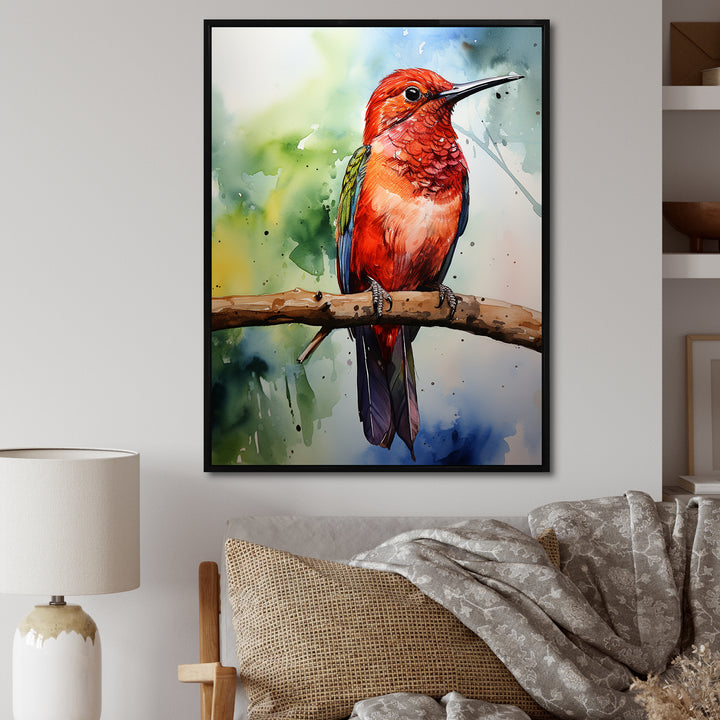 Red and green Radiant hummingbird Beauty - Hummingbird Large Canvas Wall Art