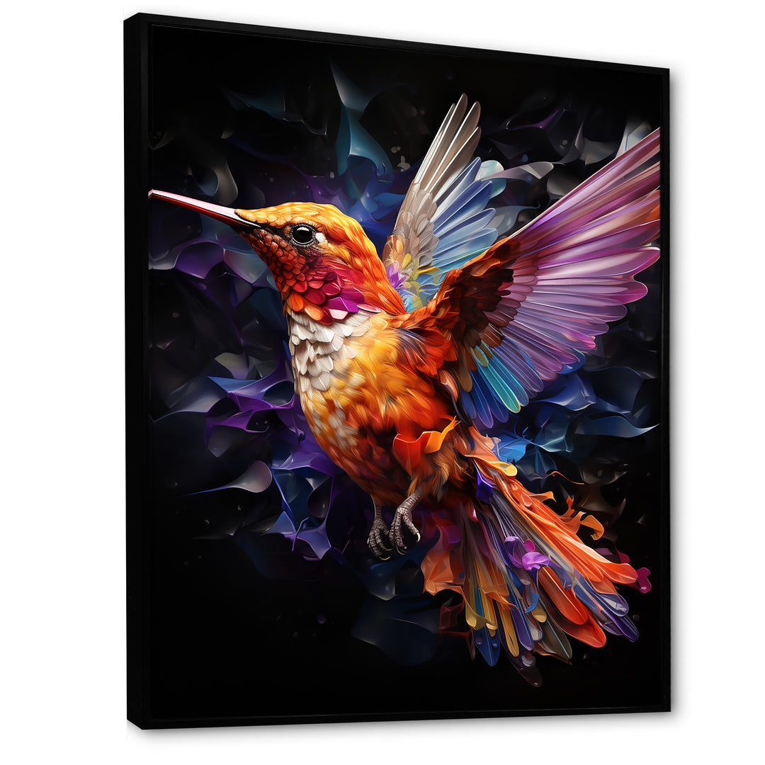 Orange and pink Radiant hummingbird Beauty - Hummingbird Bedroom Wall Art