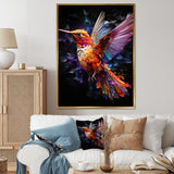 Orange and pink Radiant hummingbird Beauty - Hummingbird Bedroom Wall Art