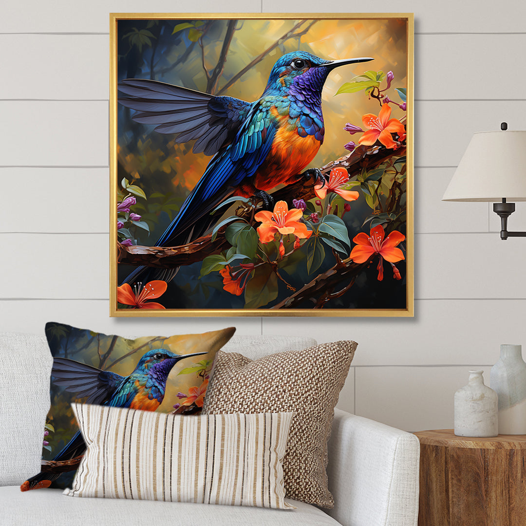 Blue Vigorous Vibrance Hummingbird - Hummingbird Wall Art Prints