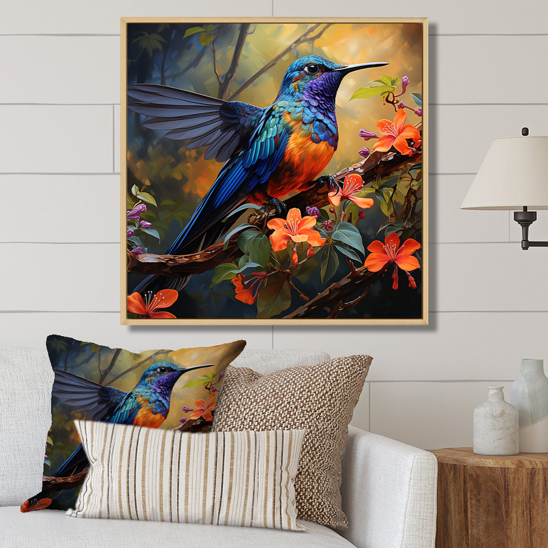 Blue Vigorous Vibrance Hummingbird - Hummingbird Wall Art Prints