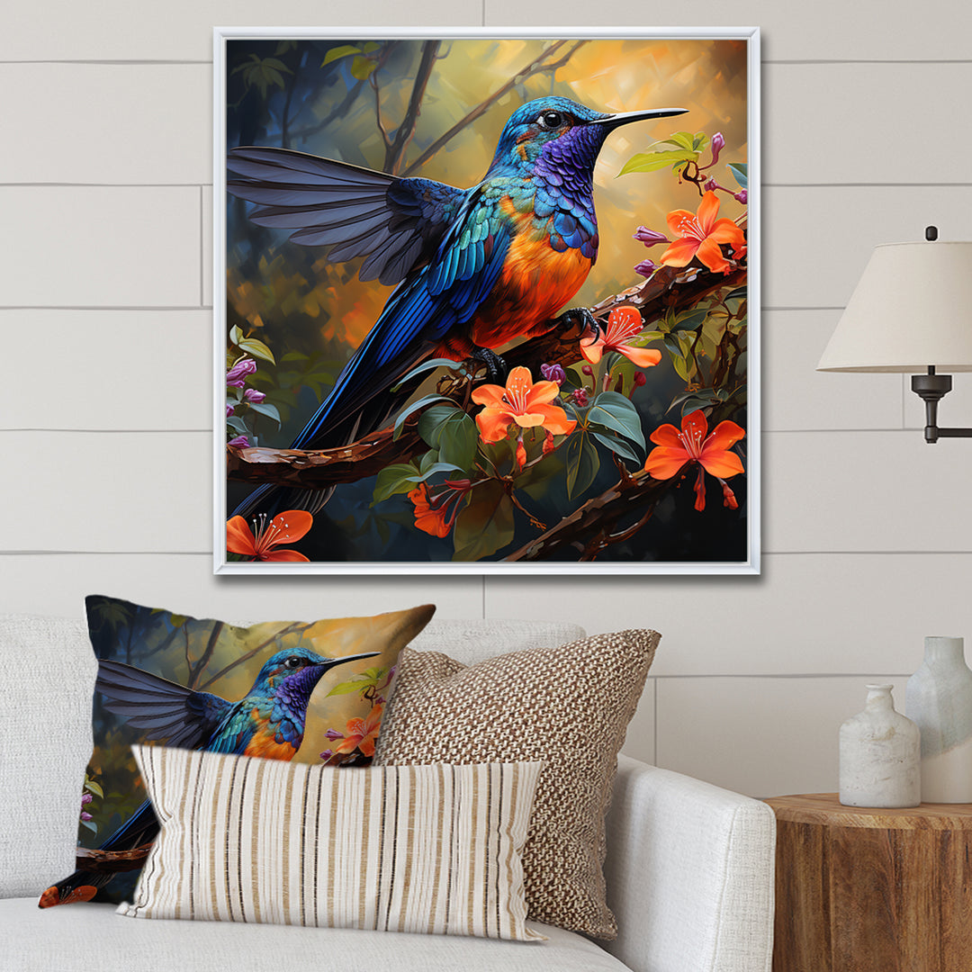 Blue Vigorous Vibrance Hummingbird - Hummingbird Wall Art Prints