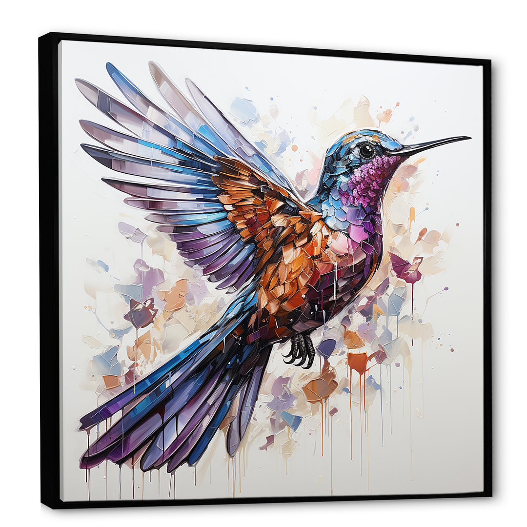 Blue and brown Vibrant hummingbird flight - Blue Hummingbird Wall Art