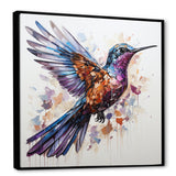 Blue and brown Vibrant hummingbird flight - Blue Hummingbird Wall Art