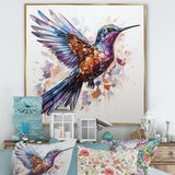 Blue and brown Vibrant hummingbird flight - Blue Hummingbird Wall Art
