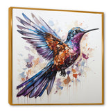 Blue and brown Vibrant hummingbird flight - Blue Hummingbird Wall Art