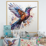 Blue and brown Vibrant hummingbird flight - Blue Hummingbird Wall Art