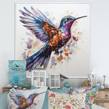 Blue and brown Vibrant hummingbird flight - Blue Hummingbird Wall Art