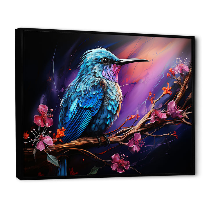 Blue Hummingbird floral twilight Wonder - Hummingbird Home Decor Art