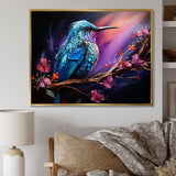 Blue Hummingbird floral twilight Wonder - Hummingbird Home Decor Art