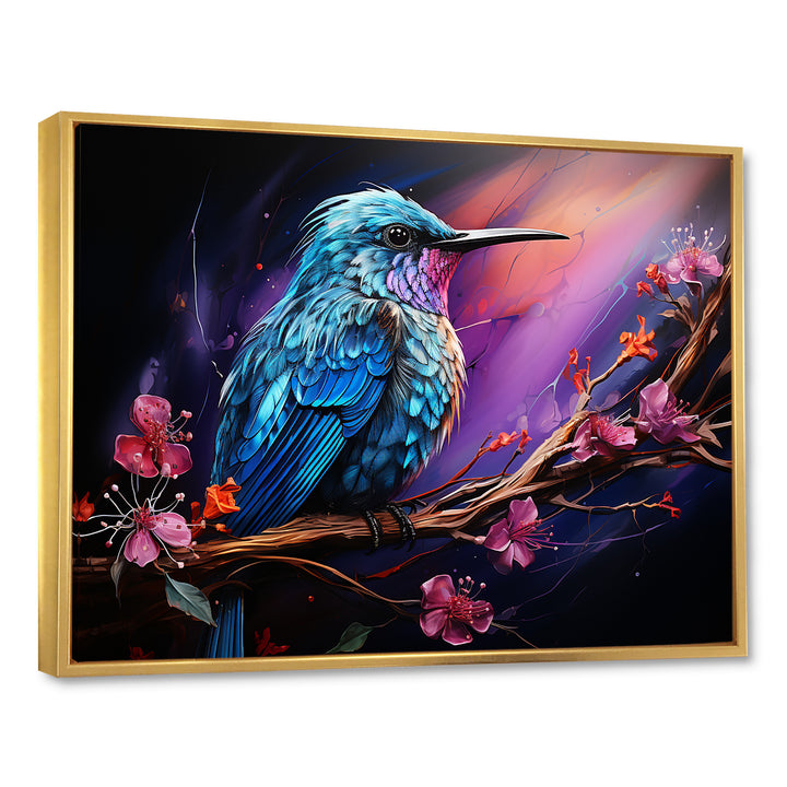 Blue Hummingbird floral twilight Wonder - Hummingbird Home Decor Art