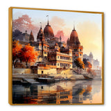 Indian Art Ganges at Dawn 1 - People Canvas Wall Art