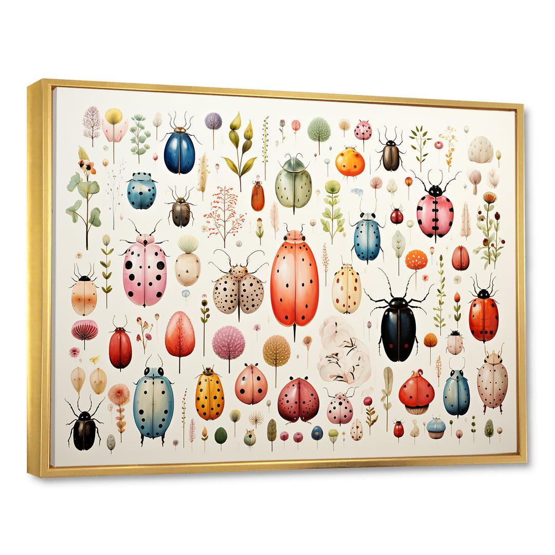 Colorful beetle meadow - Insects &amp; Bugs Canvas Wall Art