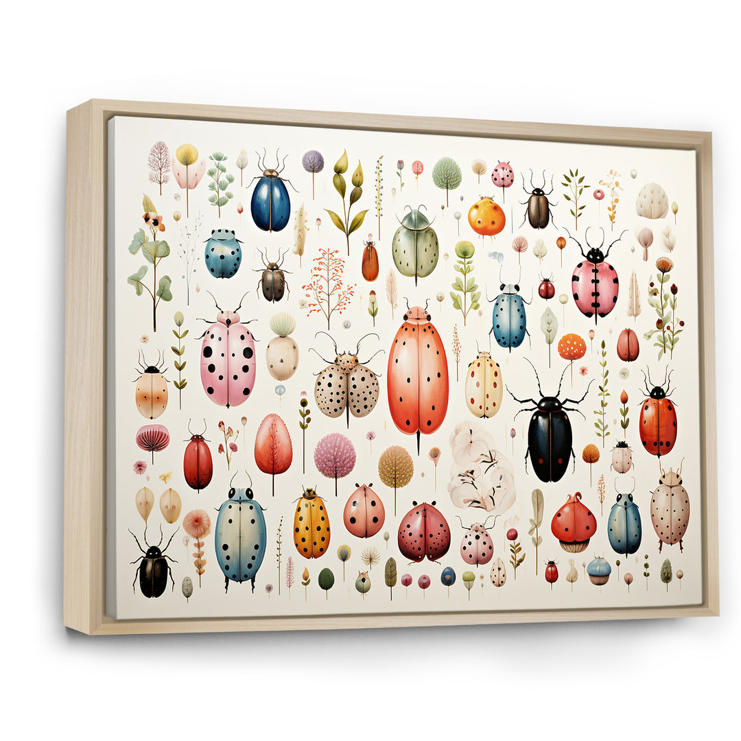Colorful beetle meadow - Insects &amp; Bugs Canvas Wall Art