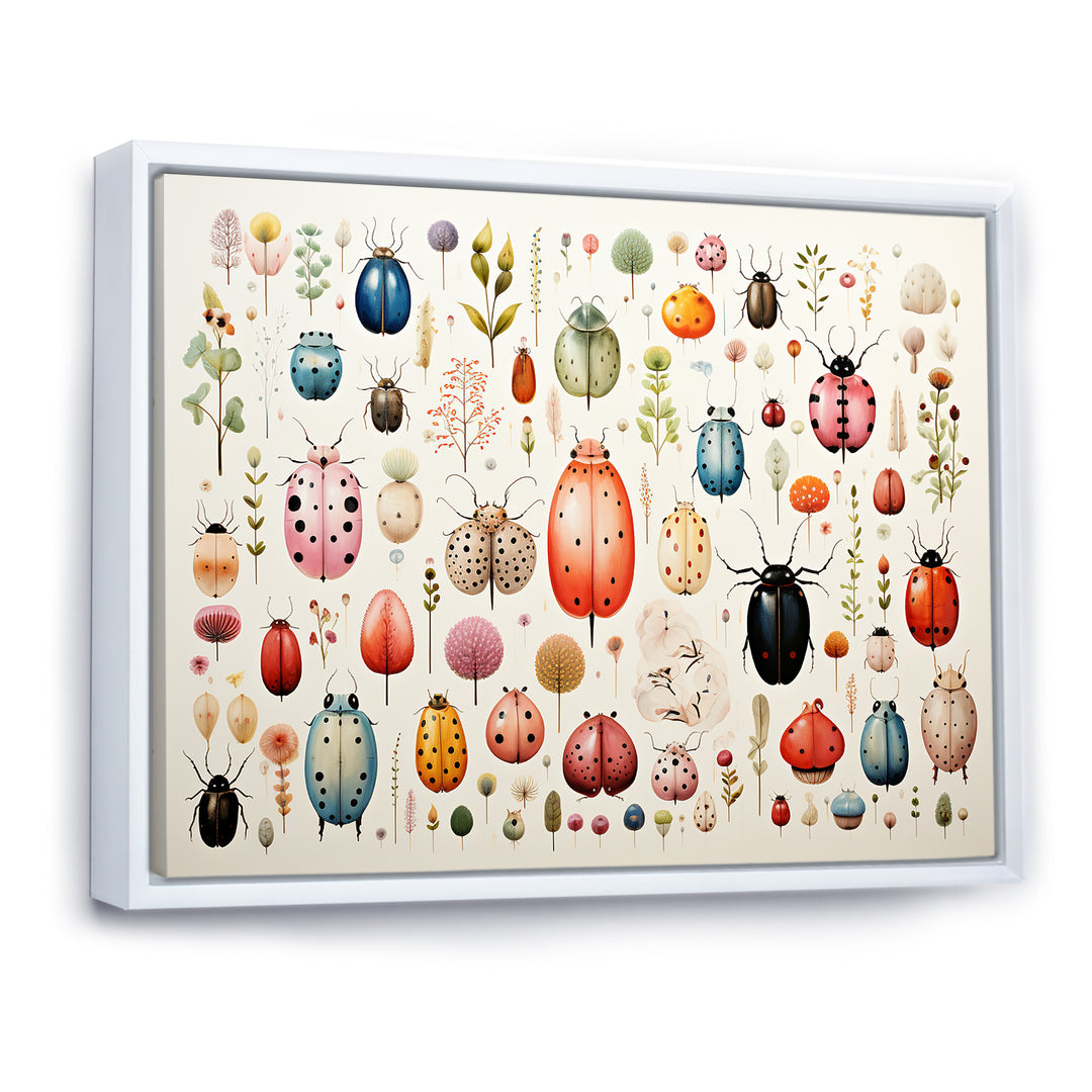 Colorful beetle meadow - Insects &amp; Bugs Canvas Wall Art