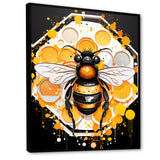 Yellow and black Honey bee - Insects & Bugs Canvas Wall Art