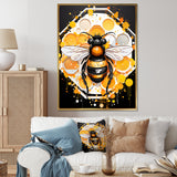 Yellow and black Honey bee - Insects & Bugs Canvas Wall Art