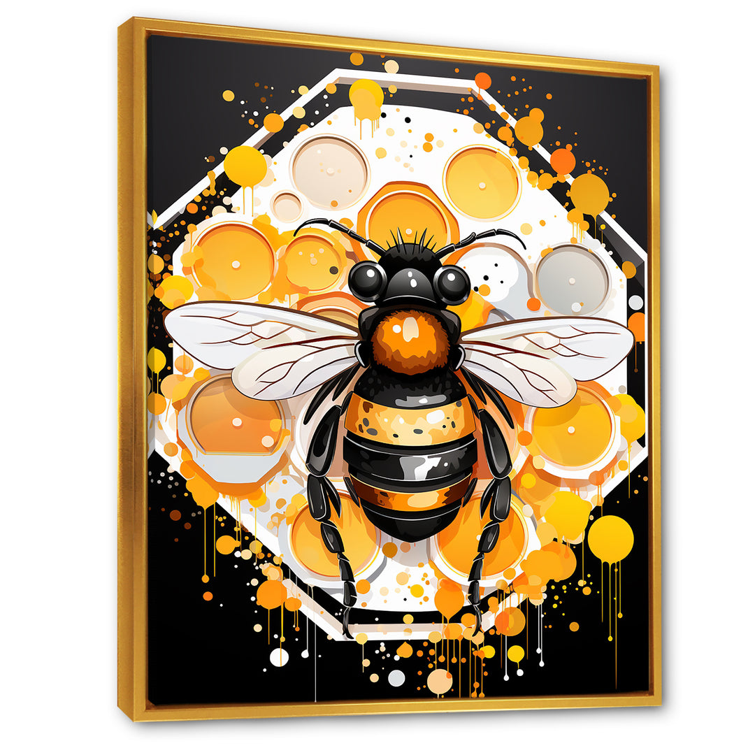 Yellow and black Honey bee - Insects &amp; Bugs Canvas Wall Art