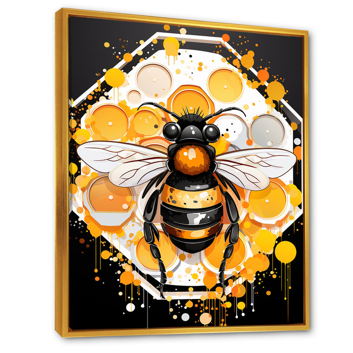 Yellow and black Honey bee - Insects &amp; Bugs Canvas Wall Art