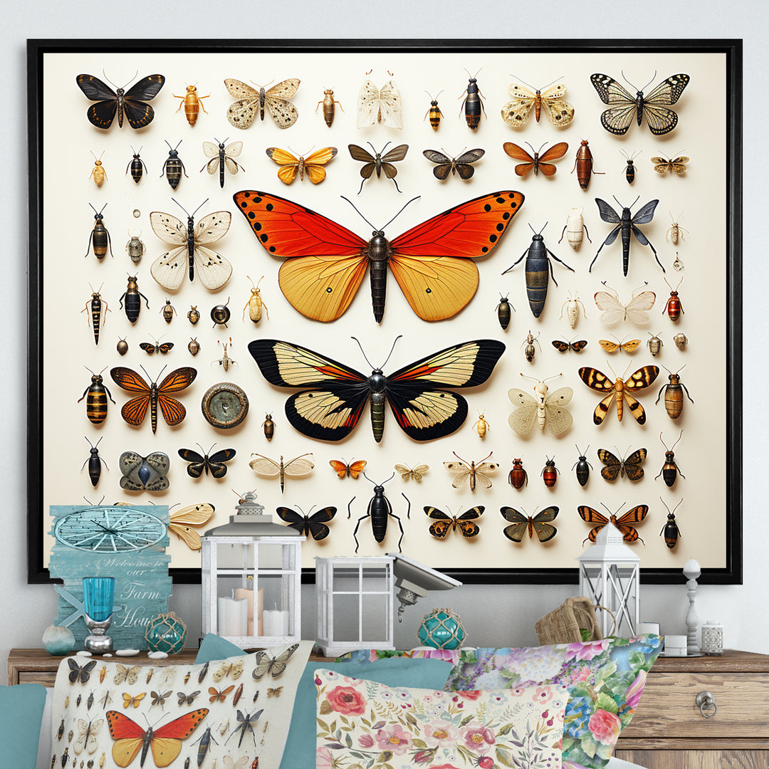 Yellow and orange Insects and Bugs - Insects &amp; Bugs Large Canvas Wall Art