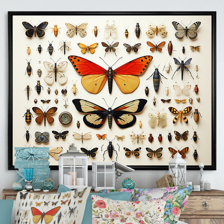 Yellow and orange Insects and Bugs - Insects &amp; Bugs Large Canvas Wall Art