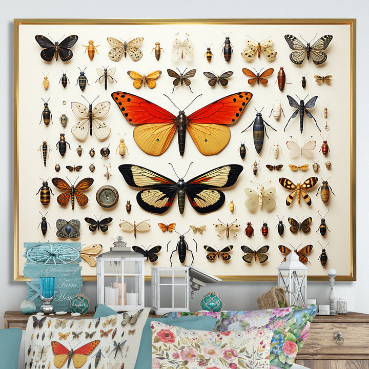 Yellow and orange Insects and Bugs - Insects &amp; Bugs Large Canvas Wall Art