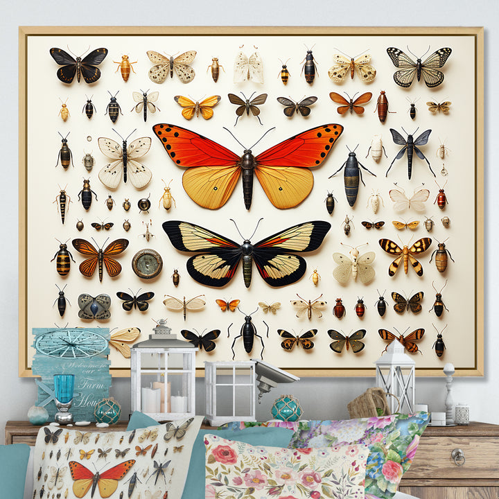 Yellow and orange Insects and Bugs - Insects &amp; Bugs Large Canvas Wall Art