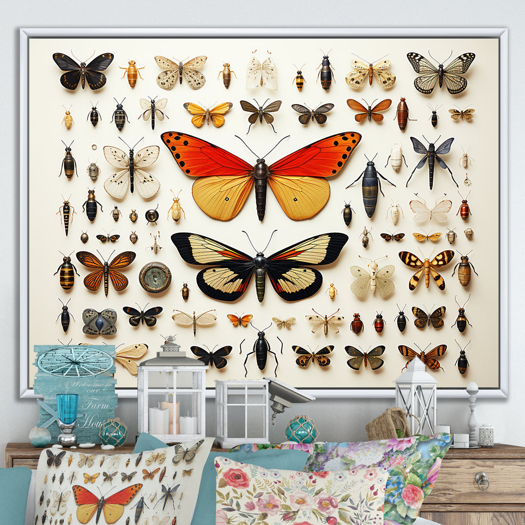 Yellow and orange Insects and Bugs - Insects &amp; Bugs Large Canvas Wall Art