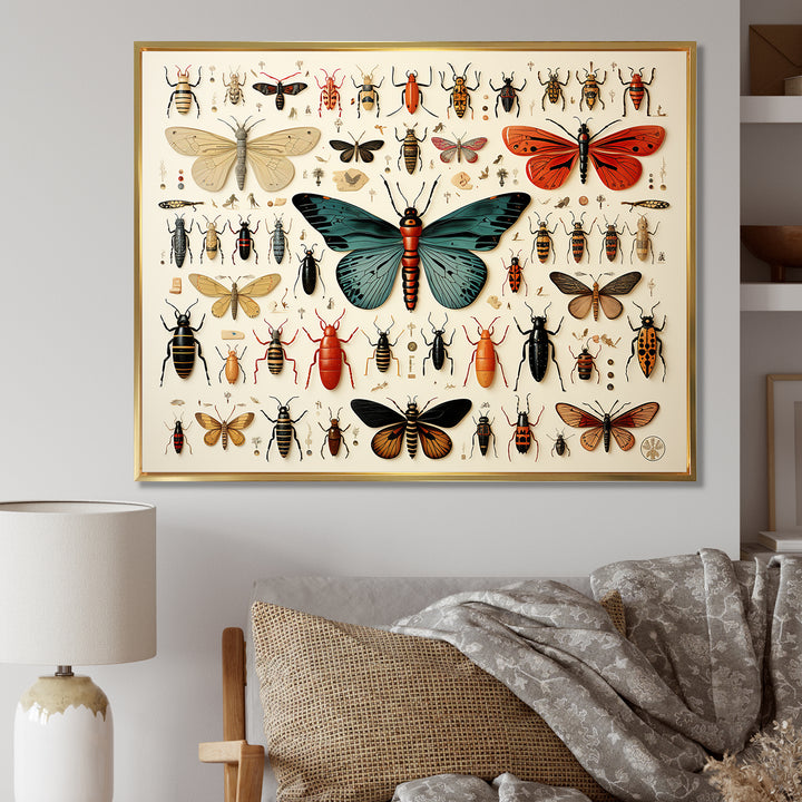 Blue and orange Insects and Bugs - Insects &amp; Bugs Living Room Wall Art