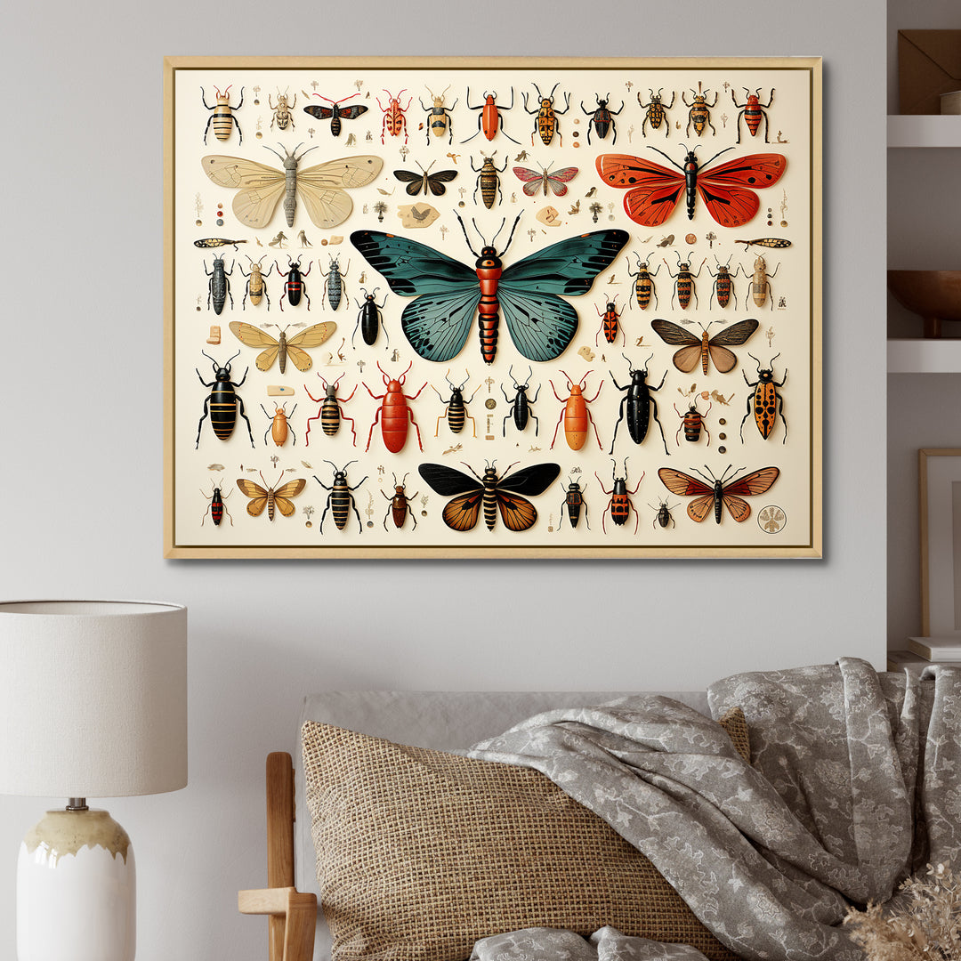 Blue and orange Insects and Bugs - Insects &amp; Bugs Living Room Wall Art