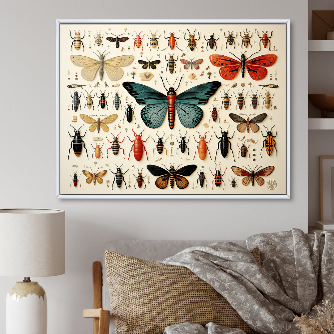 Blue and orange Insects and Bugs - Insects &amp; Bugs Living Room Wall Art