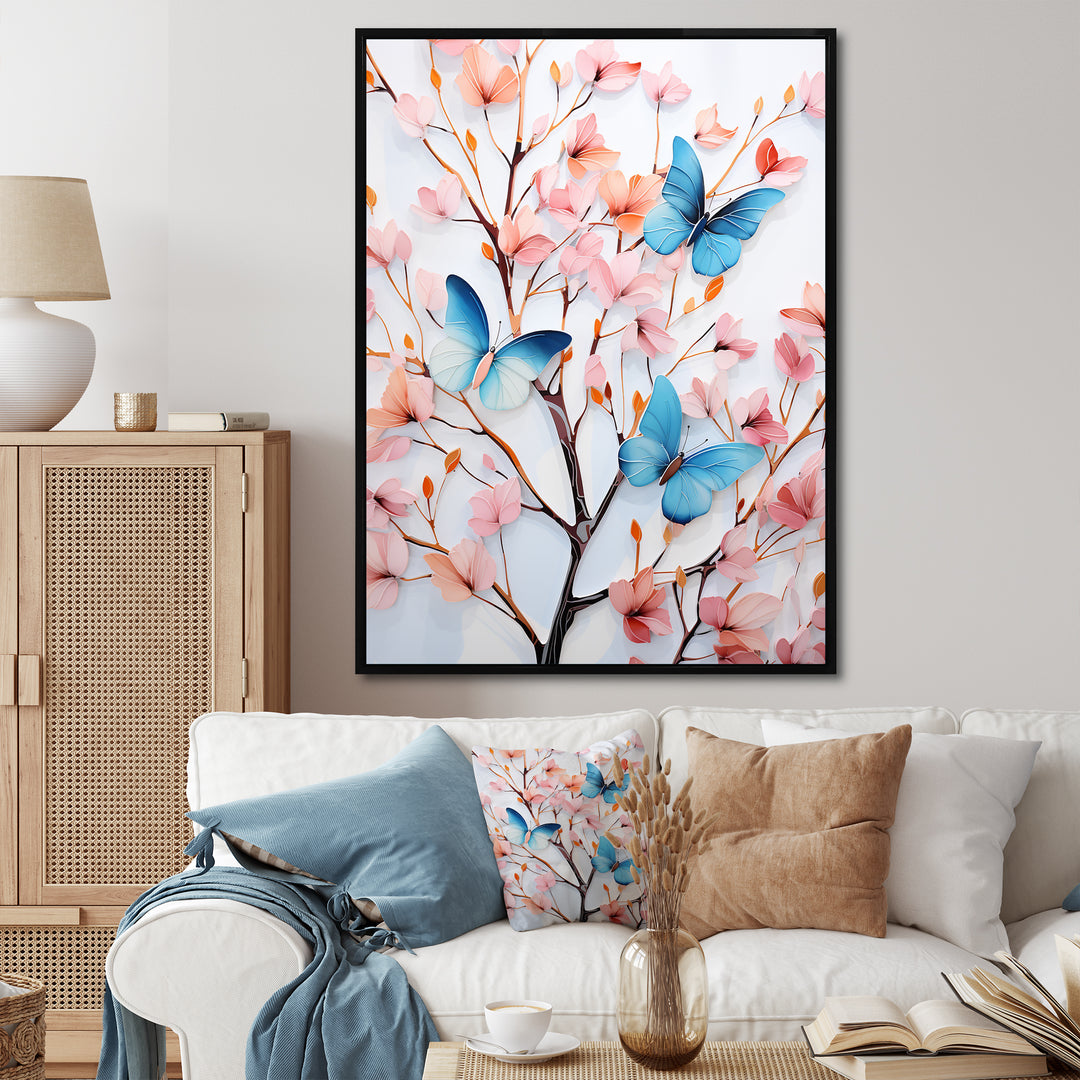 Charming spring Butterflies in pink and blue - Insects &amp; Bugs Wall Art Prints