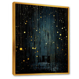 Black and yellow Japanese starry night stars - Landscapes Canvas Wall Art